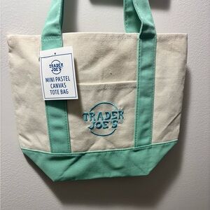 Trader Joe's Mini Pastel Green Canvas Tote Bag